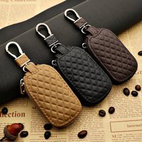 Car Keychain Covers Men Key Holder Genuine Leather Car Key Wallets Housekeeper Keys Organizer Zipper Key Case Bag Unisex Pouch