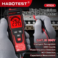 HABOTEST HT82A Digital Multimeter Voltage Tester 4000 Counts 600V AC/DC Volt Meter NCV Phase Sequence Auto Ranging Multimetre