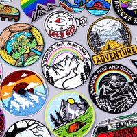 Patch de Camping/aventure à repasser pour vêtements, autocollant de randonnée en montagne, patchs brodés en plein air sur vêtements, couture, bricolage