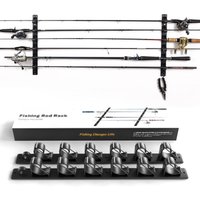 Wall/Ceiling Mount Fishing Rod Holder – Horizontal Storage Rack Holds 6 Rods, Garage Organization System