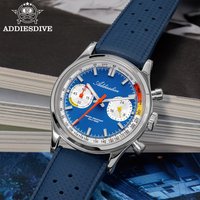 ADDIESDIVE AD2529 TOP 38mm Watch For Men VK64 10Bar Waterproof BGW9 Super Luminous Fluorocarbon Rubber Quartz Chronograph Watch