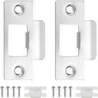 2Pcs Door Strike Plate Stainless Steel Door Latch Reinforcement Plates with Screws with Dust Boxes Replacement Strike Plate Kit