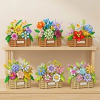 Eternal Flower Building Block Flower Basket Ornament Building Block Bouquet Home Decoration Children Toy Holiday Gift