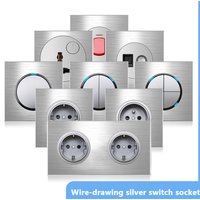 Europejski, brytyjski, francuski luksusowy włącznik/ściemniacz do lampy LED, 1, 2, 3, 4-gangowy, 1- i 2-kierunkowy, włącznik/wyłącznik, okrągły panel włącznika z aluminium, przeznaczony do użytku