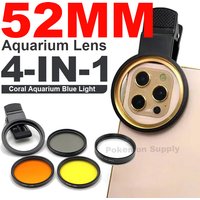 52mm 4 in 1 Set Aquarium Lens Fish Tank Phone Yellow Filter For Reduce Yellow light Coral Reef Aquarium Photography For iphone
