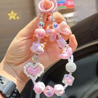 Bling Colorful Acrylic Phone Lanyard Chain Pendant Beaded Heart Bag Decoration Pendant Crystal Hanging Ornament