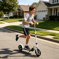 2-in-1-Klapproller – Komfortabler Aluminiumroller – Tragkraft bis zu 100 kg – Höhenverstellbar – Für Kinder/Jugendliche und Erwachsene – Weiß 77*28*16 cm