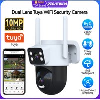 PEGATAH 10MP Dual Lens Tuya WiFi Security Camera PTZ Outdoor 4K Wireless Dual Screen Auto Tracking Monitoring Video Surveillance
