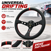 Universelles Drift-Sportlenkrad 14 Zoll 350mm Wildleder/PVC/PU Auto Aluminium Tief Konkaves Drift-Rennlenkrad