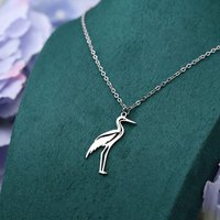 Kinitial Crane Heron Stainless Steel Pendant Necklace Women Link Chain Bird Animal Jewelry Friend Gift