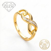 925 Sterling Silver 18K Gold Plated Exquisite Number 8 Zirconia Ring Women Fashion Party Accessories Gift Jewelry