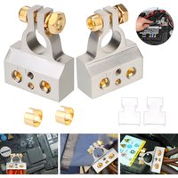 2 Stück positiv negativ mit 2 transparenten Abdeckungen, Unterlegscheiben 0/2/4/8/10 Gauge, Auto-modifizierter Batteriekopf, Auto-Batterie-Anschlussklemmen