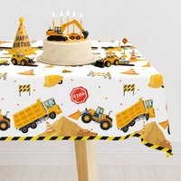 Engineering Vehicle Disposable Tablecloth Yellow Excavator Truck Pattern Plastic Table Cover First Birthday Party Supplies