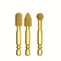 3pcs Diamond Grinding Head Tile Rotary Polishing File for Iron Stainless Steel Ceramic Tile Fits Drill