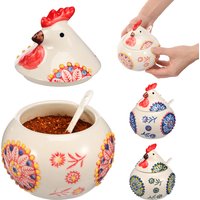 Salt Seasoning Jars Pepper Jar Ceramic Condiment Box Storage Pot Rooster Shape Spice Container Sugar Coffee Function Multi Bowls