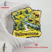 1Pc Yellowstone Park Creative 3D Embossed Refrigerator Magnet World Travel Souvenir Collection Suitable for Home and Office Decoration, Personalized Exclusive Travel Souvenir Magnetic Refrigerator