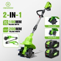 ONEGREEN 2IN1 Electric Tiller Cultivator Lawn Mower Rototiller For Soil Cultivation Scarifier Tool For Makita 18V Battery Pin