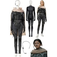 Chani Cosplay Fantasy Cloak Costume Movie Dune 2 Roleplay Women Outfits Jumpsuit Gloves Set Female Halloween Party Suits