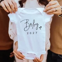 Pregnancy Reveal Baby Coming Soon 2027 Announcement Newborn Baby Bodysuit Romper Funny Boys Girls Outfits