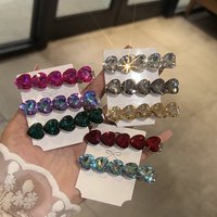 Korean Style Hair Accessory Heart Shaped Rhinestone Luxury Barrette Clip for Girls Side Fringe Duck Clip Elegant Accessorries