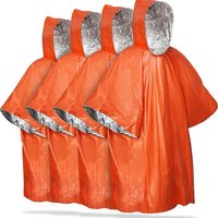 1Pcs Hiking Travel Tent Rainwear Emergency Raincoat Waterproof Heat Reflective Camping Rain Poncho Hooded Sleeve 3 In 1