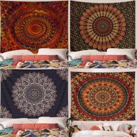 1Pc Bohemian Mandala Tapestry Retro Psychedelic Plant Flower Hippie Style Wall Hanging for Bedroom Dorm Living Room Home Decor