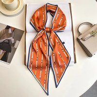 Luxury Belt Print Long Silk Scarf For Women Soft Neck Scarf Shawl Elegant Neckerchief Bandanas Paisley Print Hijab Bag Ribbon