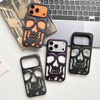 Retro Fashion Matte Hollow Out Skull Head Skeleton Shockproof Protective Phone Cover Case for iPhone 17 16 15 14 13 12 Pro Max