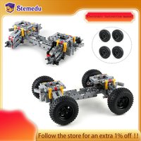 MOC Four-wheel Drive Car Chassis Technology Building Blocks with Independent Suspension+Differential+Steering Axle Bricks Toys