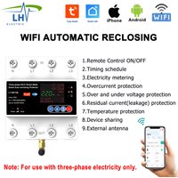 4P 100A Tuya WiFi Three Phase Smart Life Auto-Reclosing Over Under Voltage Protector Smart Meter Timer Switch Circuit Breaker