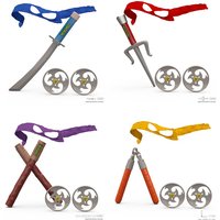 Teenage Ninja Turtles Eye Mask Nunchaku Darts Knife And Knife Can Anime Cosplay Wear Children's Performance Weapons Props Gifts
