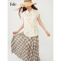 FSLE Women's French Style Linen Sleeveless Shirt 2026 Summer New Loose Casual Chill Style Beige Tops Casual Cozy