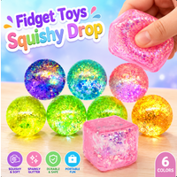 Glitter Squishy Cube Stress Relief Fidget for Kids & Adults Anxiety Relief Gifts Ice Cubes Squishy Squeeze Toy 1PC Random