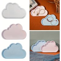 Cloud-shaped silicone mold,DIY resin jewelry storage box,large craft tray with 3 cloud-shaped compartments,earring & ring holder