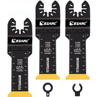 EZARC 3PCS Titanium Oscillating Saw Blades Extra-Long Oscillating Multitool Blades for Metal Wood Nails Screws Cutting Plastic