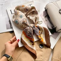 Luxury Fashion Print 70*70cm Silk Square Scarf Women Soft Satin Hairband Neckerchief Tie Female Headband Foulard Bag Ribbon