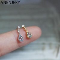 ANENJERY Zircon Drop Shaped Studs Earrings For Women Exquisite Simple Popular Jewelry Gift Wholesale