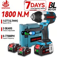 ONEVAN High Torque Cordless Brushless Electric Impact Wrench 1800N.M 1/2" Drill Screwdrivers Power Tools For Makita Battery Pin