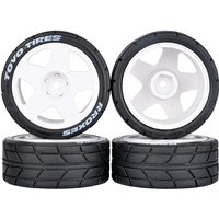 4PCS Racing Road Rubber Tires Wheels 65mmX26.5mm Adapter 12mm for 1/10 RC Model Car Flat Racing WRC HPI HSP Tamiya Kyosho