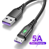 Micro USB Cable 5A LED Fast Charging Micro Data Cord For Huawei Samsung Xiaomi Android Mobile Phone Accessories Charger Cables
