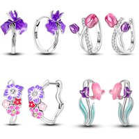 Orstarry S925 Sterling Silver Earrings Exquisite Flower Iris Tulip Earrings For Women Birthday Gift Silver Jewelry