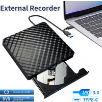 2 in 1 USB 3.0 Type C External DVD RW ROM CD Player Writer Reader Optical Drives for Laptop Desktop Computer Portable DVD Burner