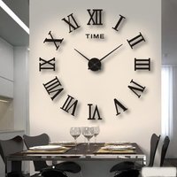 3D Acrylic Digital Wall Clock Roman Numerals Mirror Design Large Round DIY Self Adhesive Wall Clock Home Decor