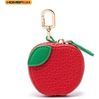 HOMEFISH Cute Fruit Shape Leather Coin Purse Mini Zipper Earphone Bag Keychain Pendant Wallet for Women Girls Gift