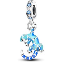 Plated 925 Silver Blue Gecko Nature Cute Pet Lively Style Charms Fit Original 925 Charms Bracelet Beads Jewelry Gifts for Women