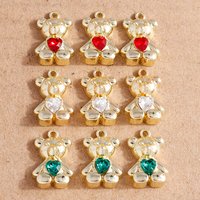 5pcs Enamel Bear Charms for Jewelry Making Cute Crystal Animal Earring Pendant Bracelet Necklace Accessories Diy Craft Supplies