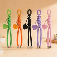 Colorful Rope Keychain Strap Heart Tag Carabiner Clip Key Ring Pendant Bag Charm Phone Lanyard Gift Accessory for Men Women
