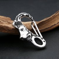 Vintage Stainless Steel Lion Head Keychain Men's Creative Punk Animal Skull Shrimp Buckle Key Ring Carabiner Jewelry Accessories