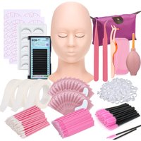 False Eyelash Extension Kit Set for Beginner Lash Brush Tweezers Glue Ring Eye Pad Eyelash Extension Supplies Lash Accessories