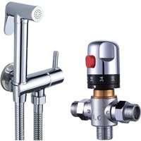 Handheld Brass Toilet Bidet Kit Portable Shattaf Set With Hot And Cold Thermostatic Valve